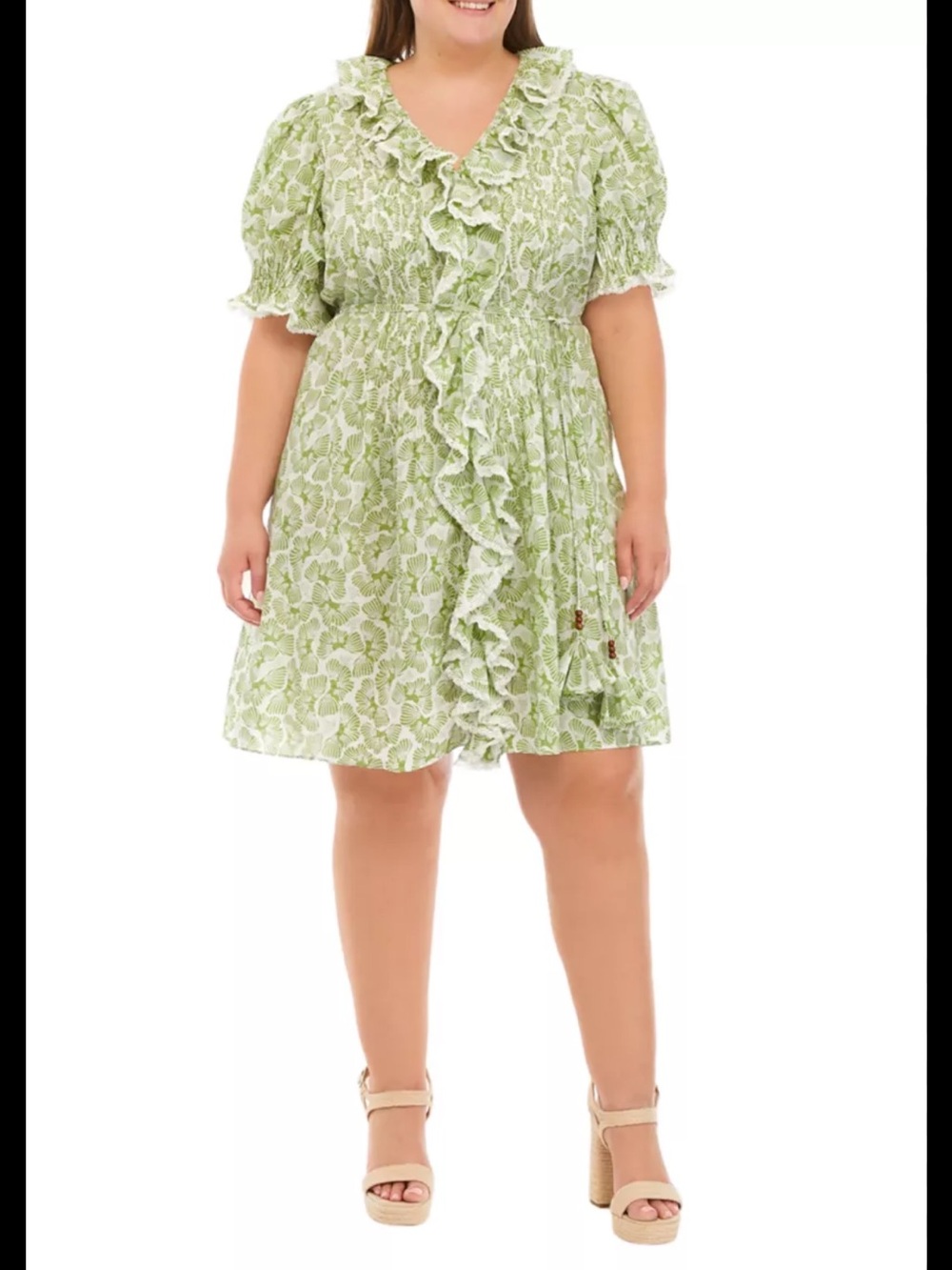 English Factory Ruffle Pintuck Floral Mini Dress - 2X